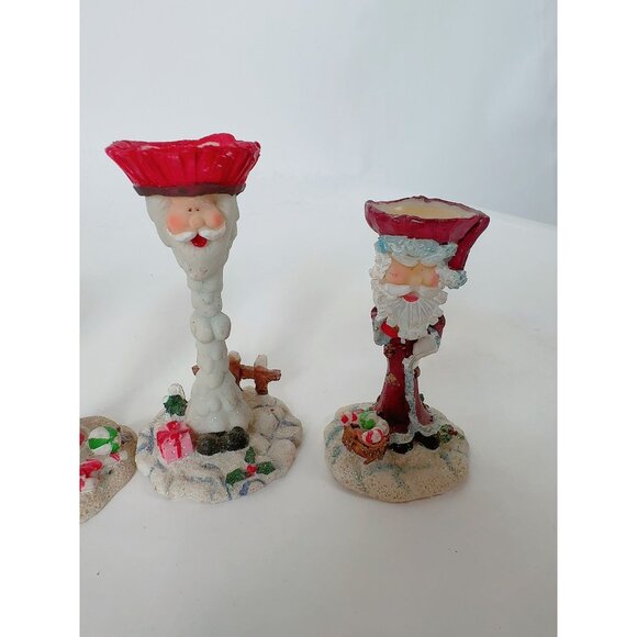 Vintage Santa Claus Candle Holder Set Of 4: Festive Christmas Decor With Santa F - Picture 10 of 16